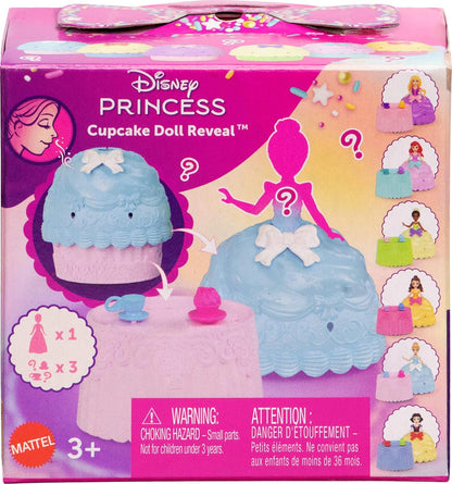 Mattel Disney Princess Toys, Small Doll Cupcake Reveal with 5 Surprises Including Doll & 2 Tea Party Accessories, Inspired by Movies (Dolls May Vary
