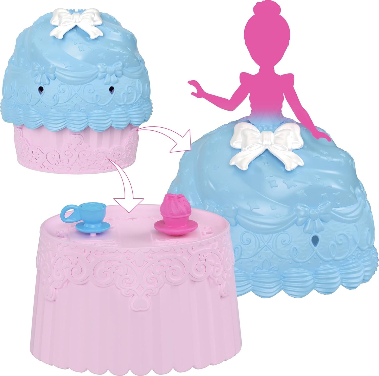 Mattel Disney Princess Toys, Small Doll Cupcake Reveal with 5 Surprises Including Doll & 2 Tea Party Accessories, Inspired by Movies (Dolls May Vary
