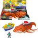 Fisher-Price Imaginext Jurassic World Rebirth Aquachomp Chase Mosasaurus 18-inch Dinosaur Toy with 3-inch Action Figure, Launcher Boat & 2 Projectiles, JFR23