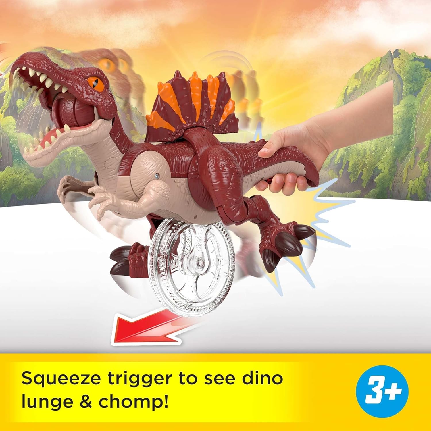 Fisher-Price Imaginext Jurassic World Rebirth Dinosaur Toy, Sprinting Spinosaurus Figure with Lunge & Chomp Motion, 9 Inches Tall, JFR24