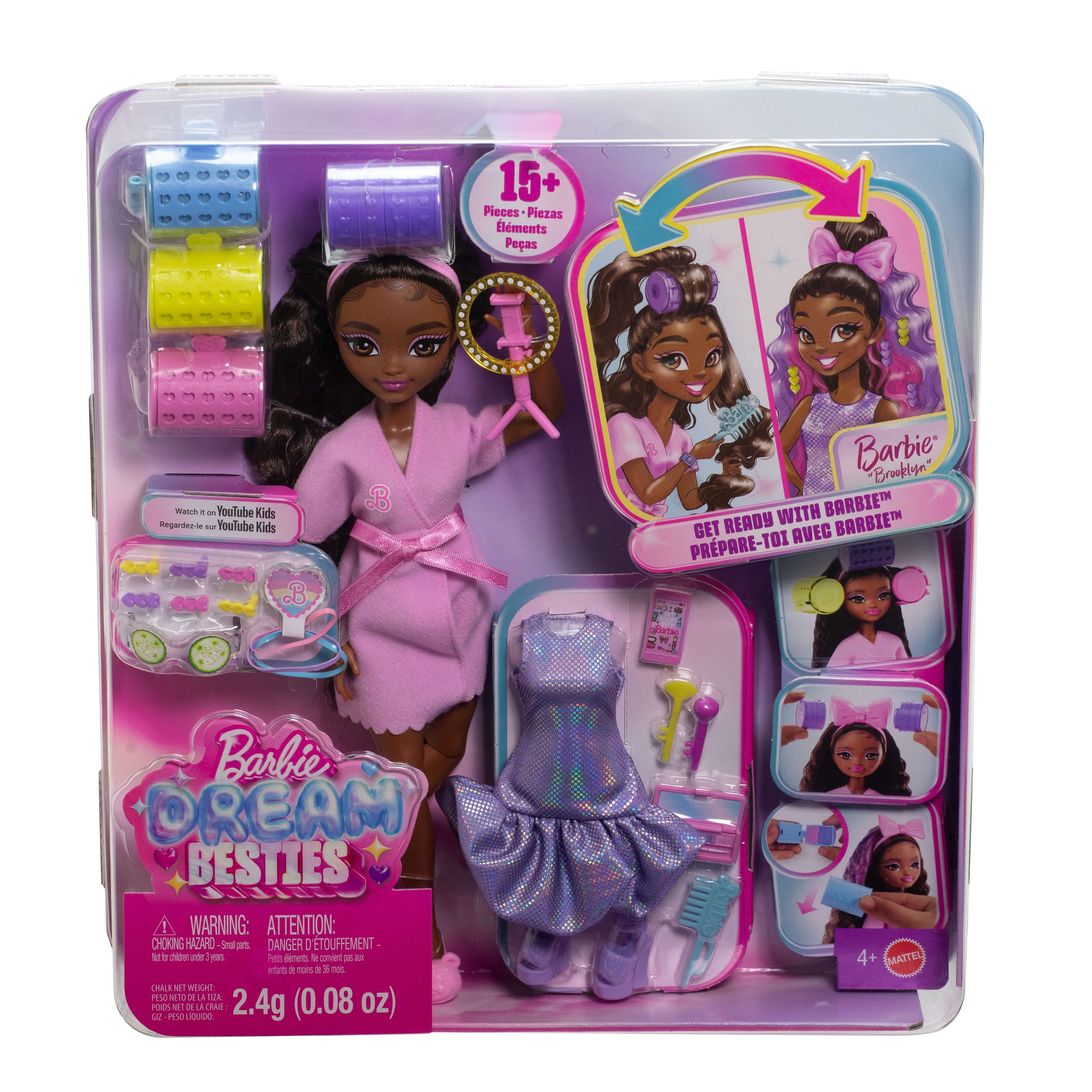 Barbie Dream GET READY WITH “Brooklyn” Fashion Doll with Surprise Accessories and 15+ Looks