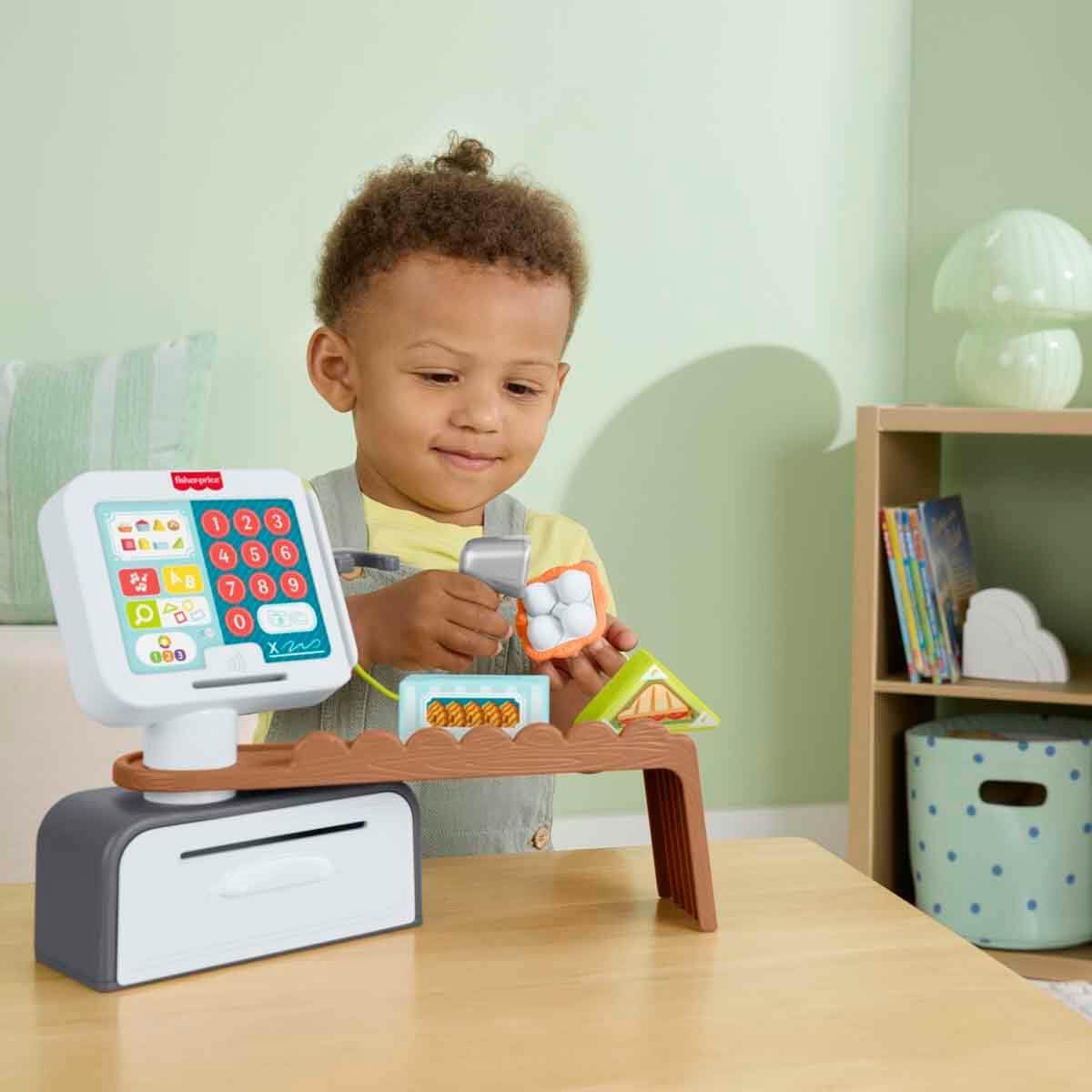 Fisher-Price Fun and Learning Market JGW99 Checkout Playset, 20 Pieces for Children from 2 Years Old with Support for Multiple Languages