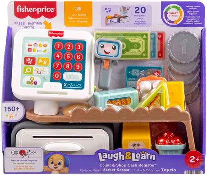 Fisher-Price Fun and Learning Market JGW99 Checkout Playset, 20 Pieces for Children from 2 Years Old with Support for Multiple Languages