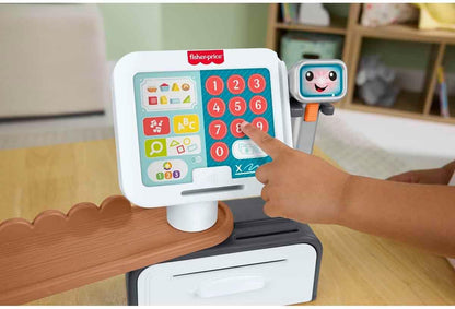 Fisher-Price Fun and Learning Market JGW99 Checkout Playset, 20 Pieces for Children from 2 Years Old with Support for Multiple Languages