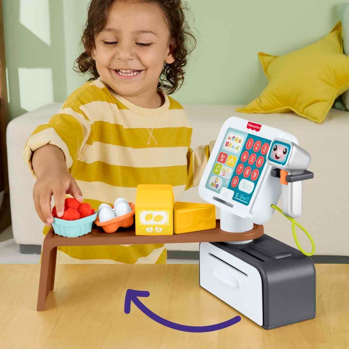 Fisher-Price Fun and Learning Market JGW99 Checkout Playset, 20 Pieces for Children from 2 Years Old with Support for Multiple Languages