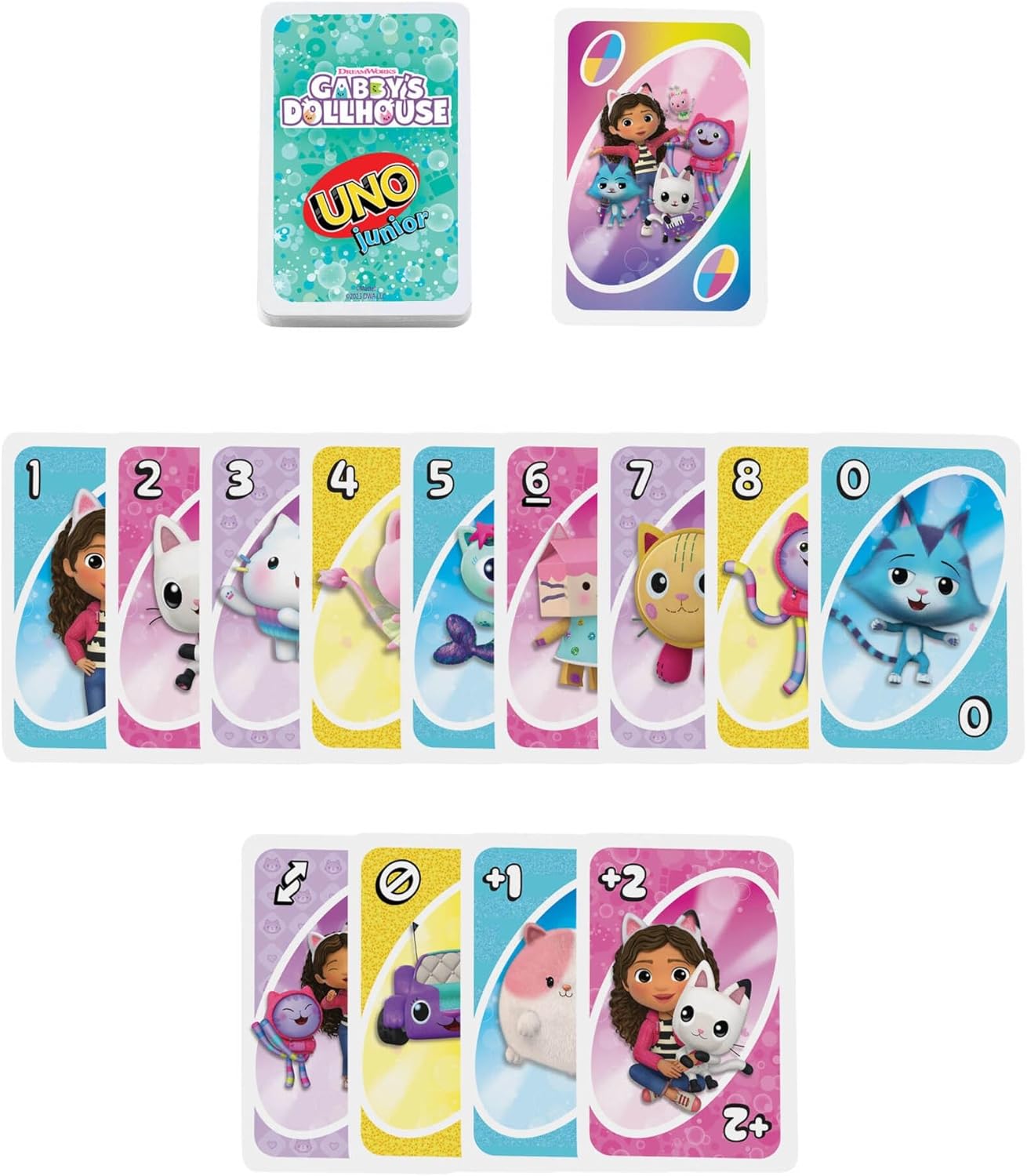 Mattel Games UNO Junior Gabby’s Dollhouse Card Game for Kid Parties, Family Nights, Vacations & Travel, JLH17