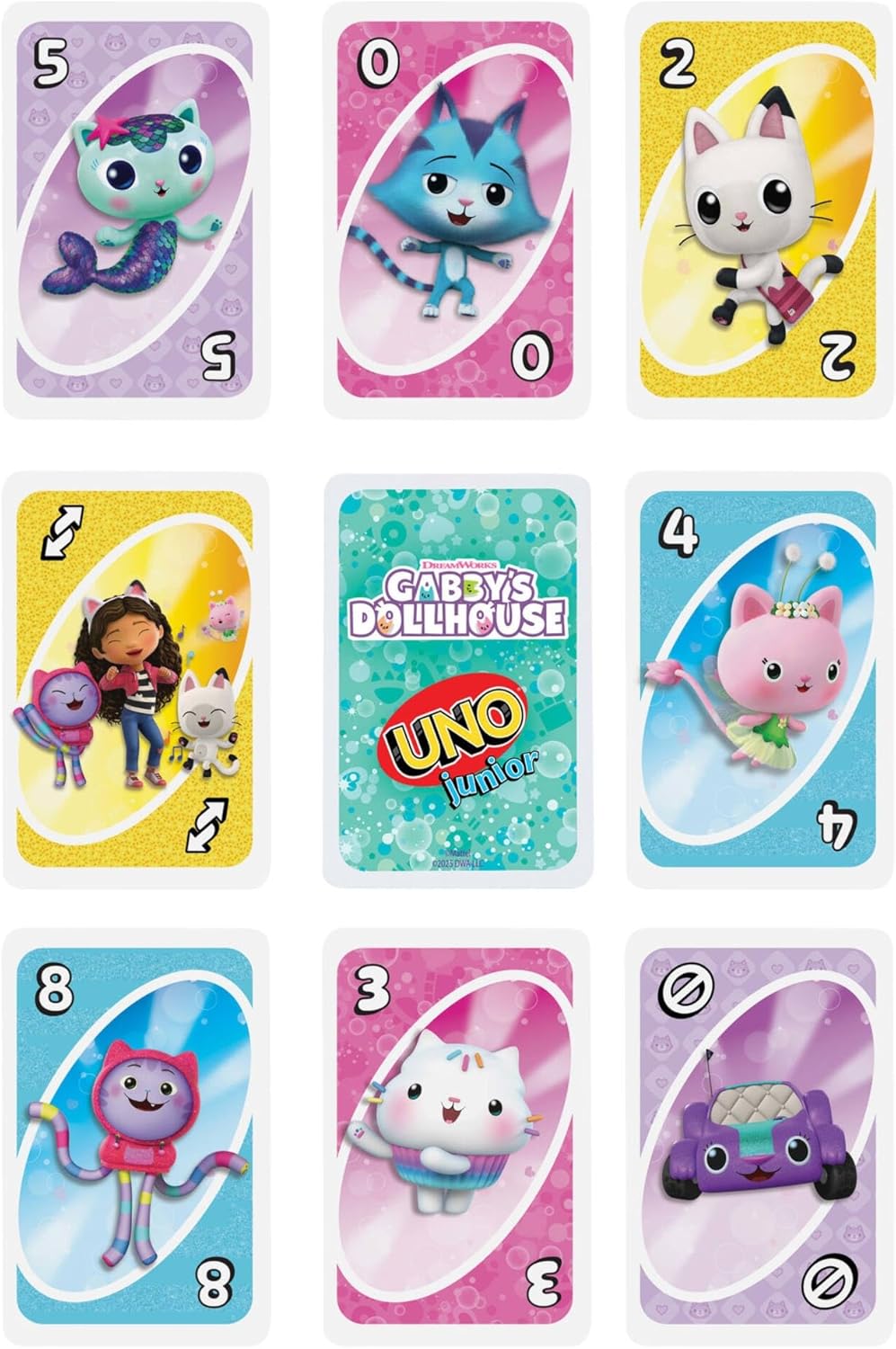 Mattel Games UNO Junior Gabby’s Dollhouse Card Game for Kid Parties, Family Nights, Vacations & Travel, JLH17