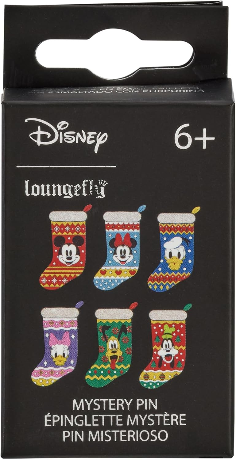 Loungefly - Walt Disney - Mickey and Friends Christmas Stocking - 1 Of 6 to Collect - Styles Vary - Mickey Mouse & Friends - Blind Box Enamel Pins - Cute Collectable Novelty Brooch - for Backpacks