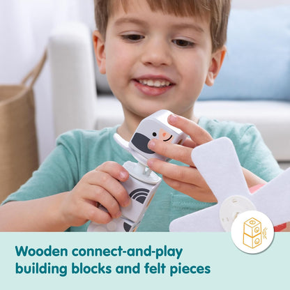 Melissa & Doug Blockables Farm Friends Snap And Play, Mix And Match Connectable Wooden Building Blocks Play Set Toy for Preschool Boys And Girls (16 Pcs