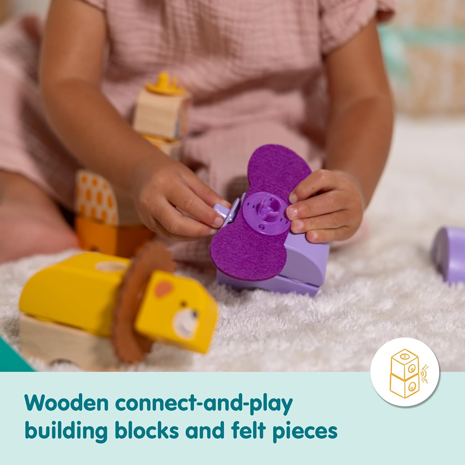 Melissa & Doug Blockables Safari Snap And Play, Mix And Match Connectable Wooden Building Blocks Play Set Toy for Preschool Boys And Girls (34 Pcs