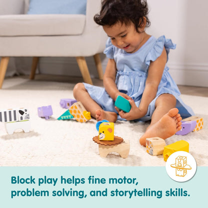 Melissa & Doug Blockables Safari Snap And Play, Mix And Match Connectable Wooden Building Blocks Play Set Toy for Preschool Boys And Girls (34 Pcs