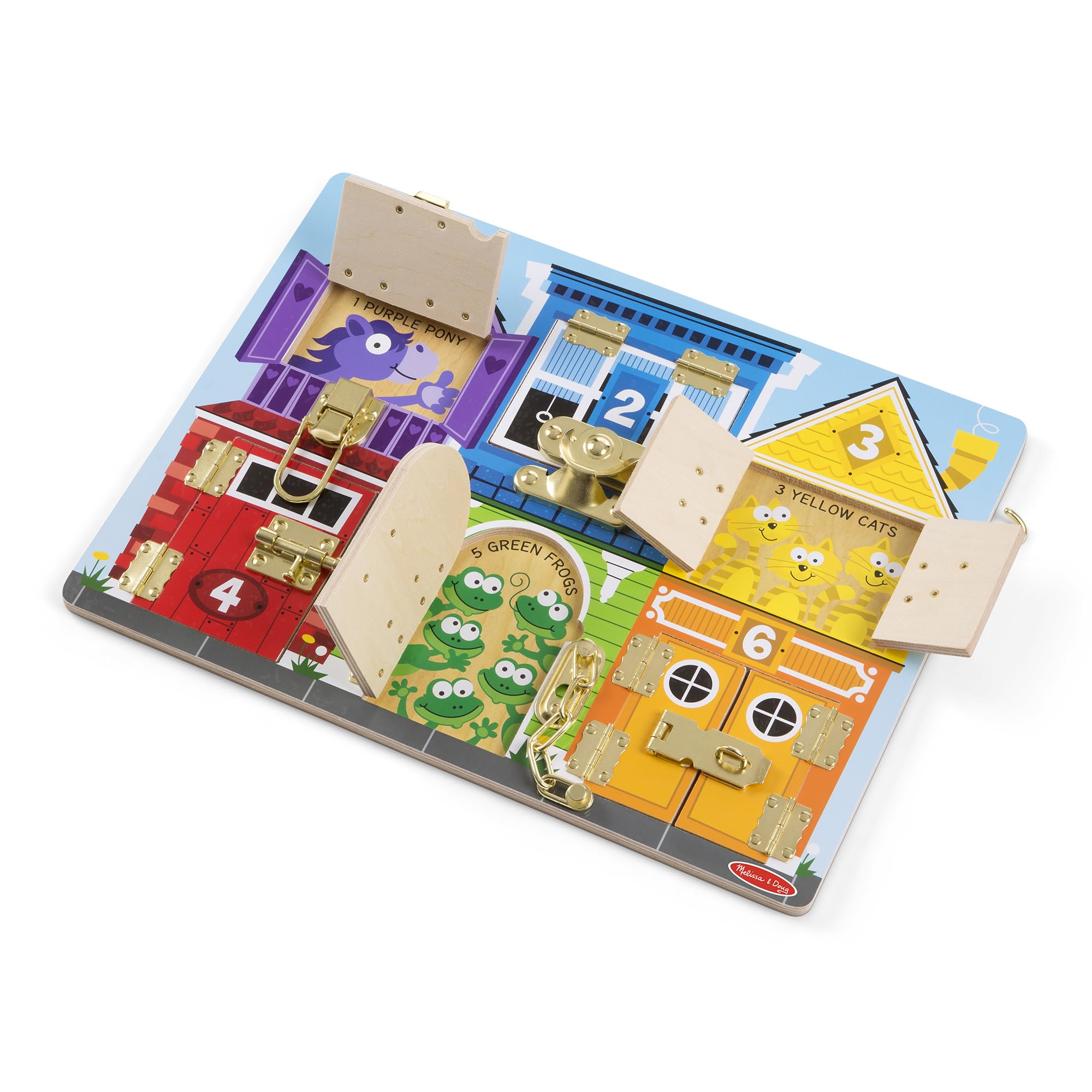 Melissa & Doug Wooden Latches Board | Wooden Toy | Developmental Toy | Motor Skills | Problem Solving | 3+ | Gift for Boy or Girl
