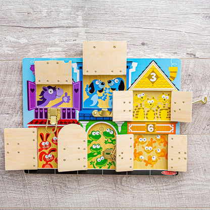 Melissa & Doug Wooden Latches Board | Wooden Toy | Developmental Toy | Motor Skills | Problem Solving | 3+ | Gift for Boy or Girl