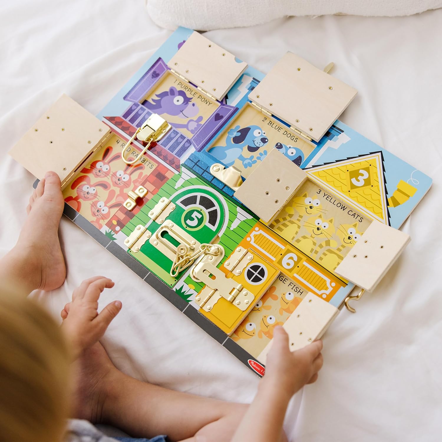 Melissa & Doug Wooden Latches Board | Wooden Toy | Developmental Toy | Motor Skills | Problem Solving | 3+ | Gift for Boy or Girl
