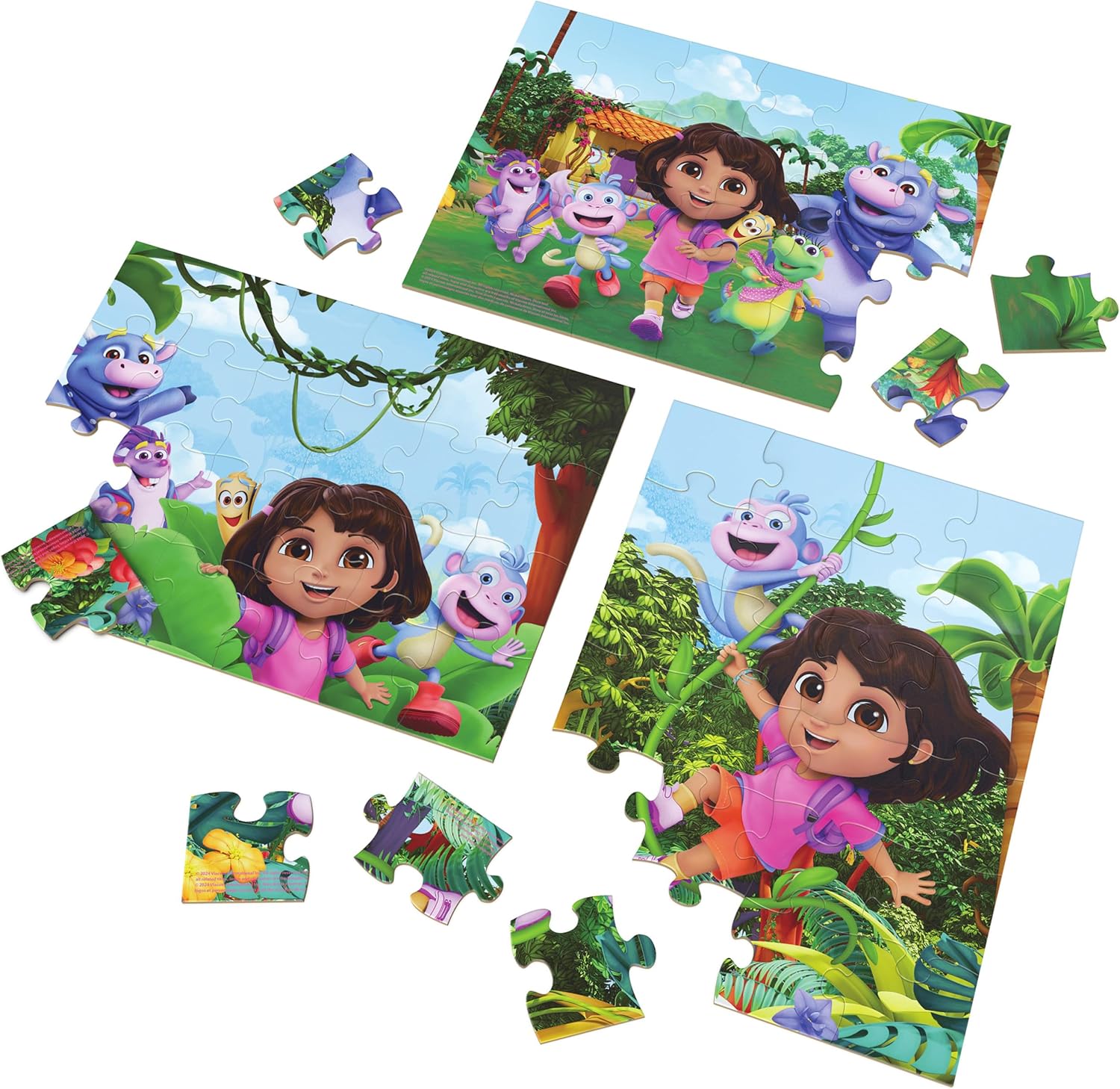 Spin Master Games, Dora Wooden Jigsaw Puzzles Set of 3 - 24 Pieces Each - Kids Puzzles - Toys for Preschool Girls and Boys from 3 Years