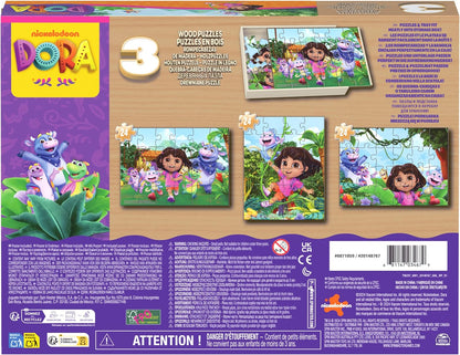 Spin Master Games, Dora Wooden Jigsaw Puzzles Set of 3 - 24 Pieces Each - Kids Puzzles - Toys for Preschool Girls and Boys from 3 Years
