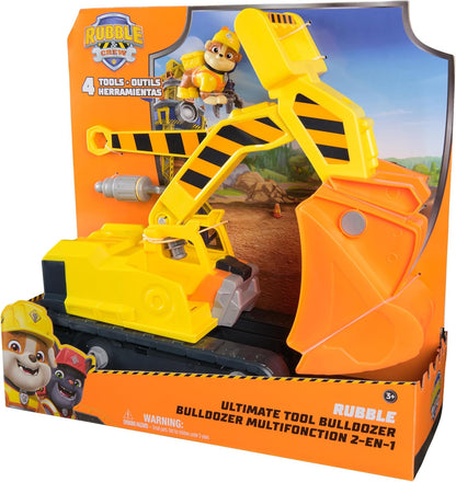 Rubble & Crew Rubble's Ultimate Tool Bulldozer Vehicle, Toy Truck with Action Figure, PAW Patrol Kids Toys for Boys and Girls Ages 3 and Up.