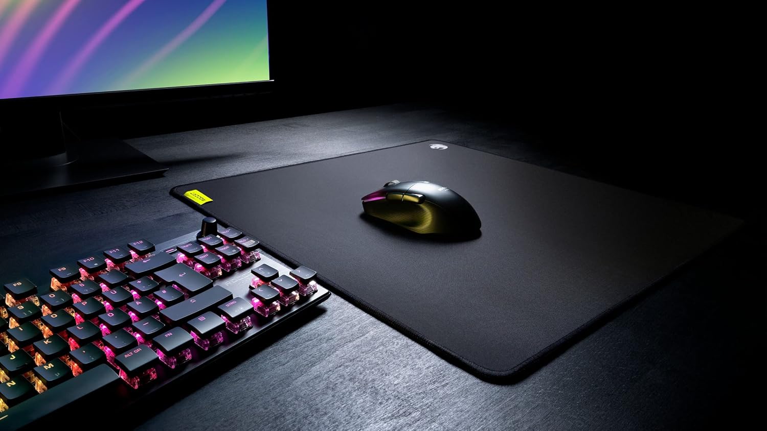 Roccat Sense Pro Non-Slip Rubber Backed, Speed Military-Grade Fabric Gaming Mousepad with low-profile stitched edges - Square