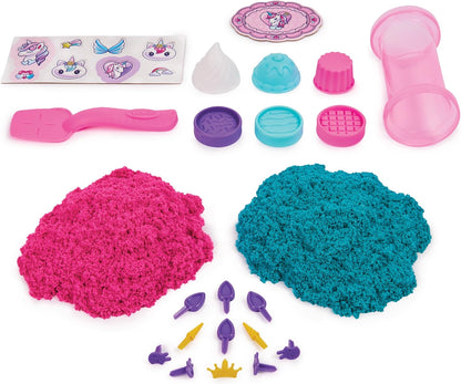 Kinetic Sand Shimmer, Unicorn Bake Shoppe Playset, 453g of Kinetic Sand (Shimmer Teal and Pink Neon), 8 Unicorn Tools, Sensory Toys for Kids Aged 3 and up