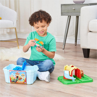 Mighty Express Farm Station Playset - Playset with 11-Piece Track Set, Push-and-Go Train Farm Frieda and Accessories, from 3 Years