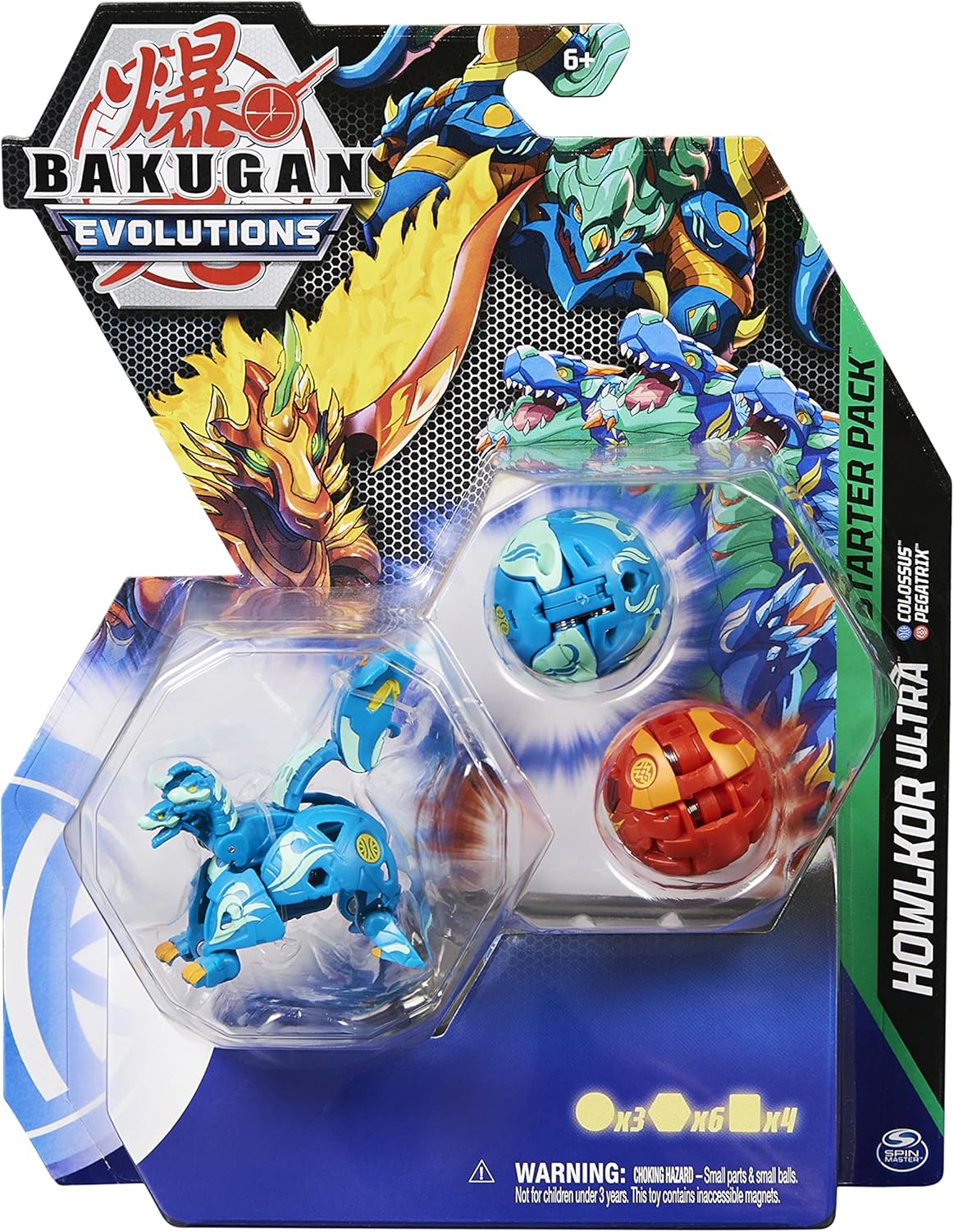 BAKUGAN Evolutions Starter Pack Pack, Howlkor Ultra with Colossus and Pegatrix, Ages 6 and Up, As Seen on ROBLOX, NETFLIX and POP TV