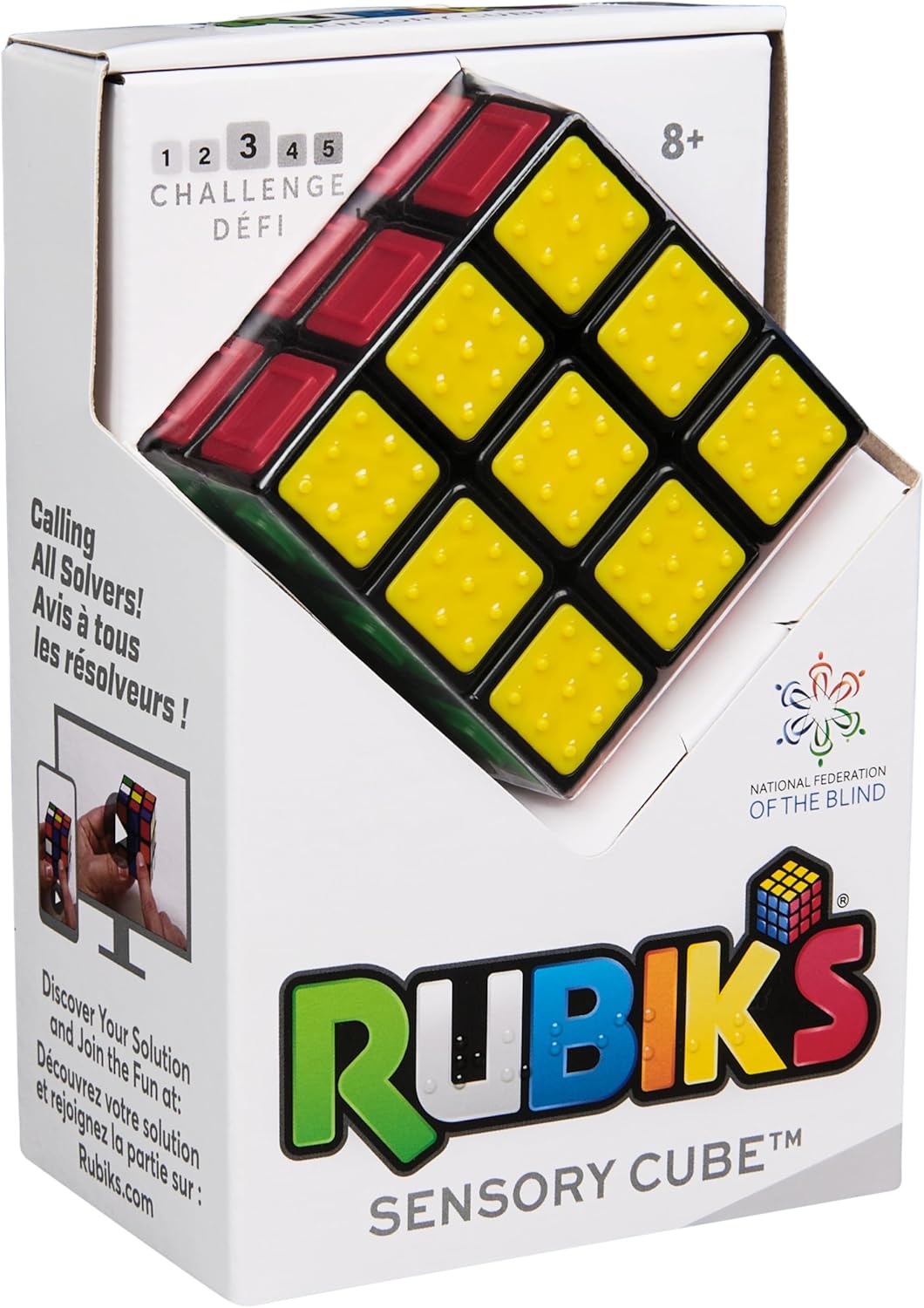 Rubik’s Cube Sensory Cube, Classic Brain Teaser Fidget Toy, for Adults & Kids Ages 7+