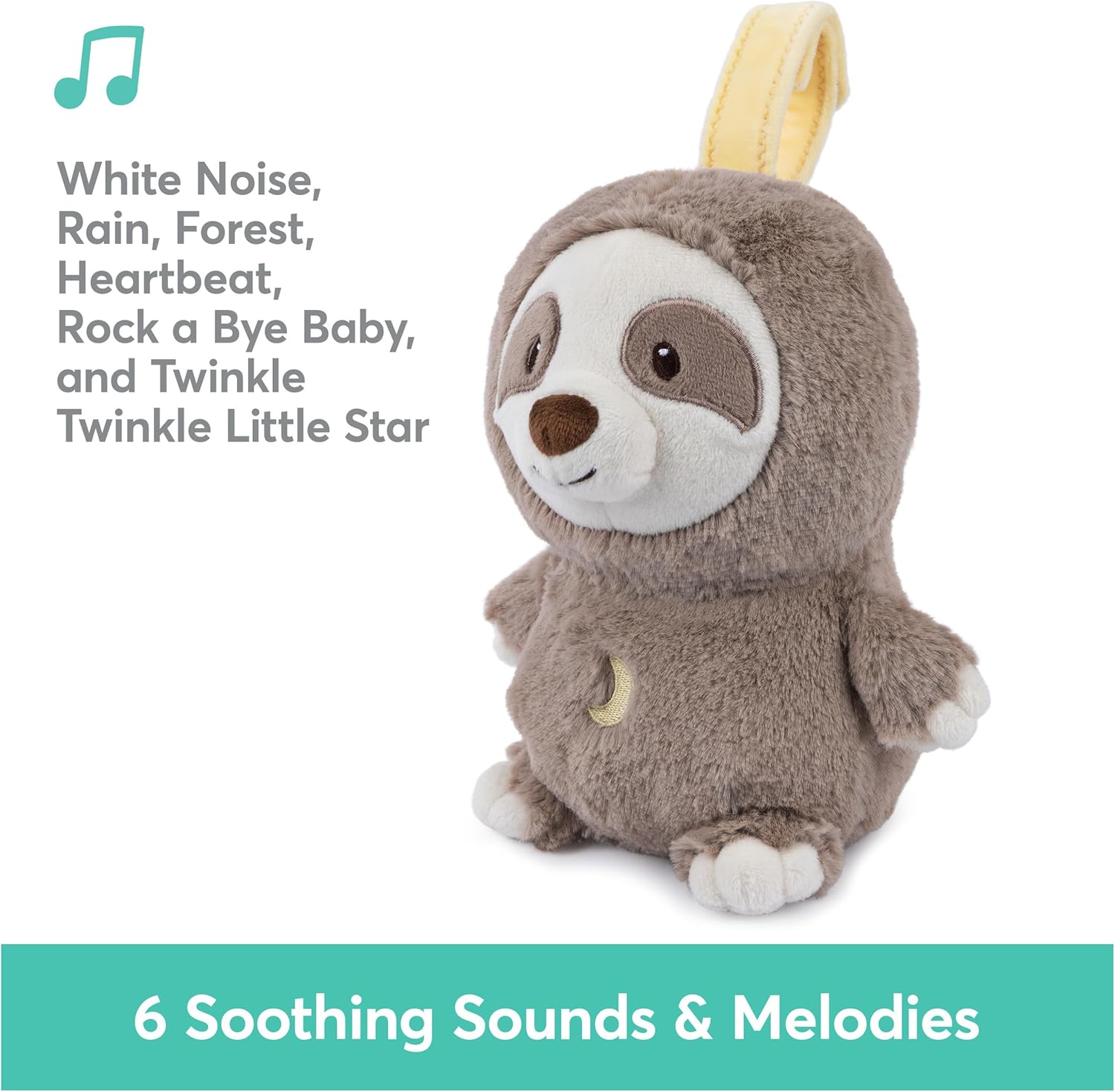 GUND Baby Lil' Luvs On The Go Sloth Pacifier for Babies and Newborns, Plush Sloth Stuffed Animal Sound Toy, Brown/Cream, 6 Inch