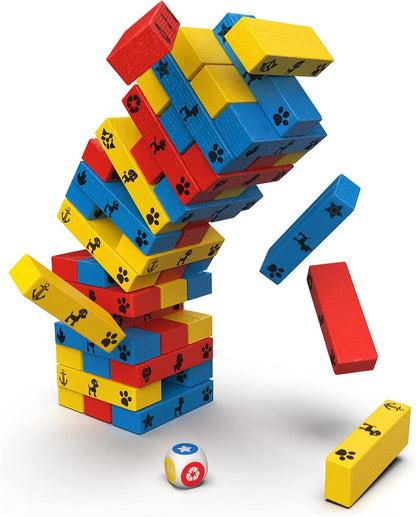PAW Patrol Jumbling Tower by Spin Master Games, Stacking Building Toppling Colourful Wood Game for Kids PAW Patrol Toys, for Preschoolers Ages 4 and up