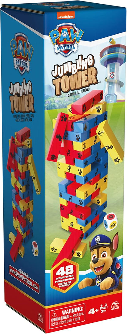 PAW Patrol Jumbling Tower by Spin Master Games, Stacking Building Toppling Colourful Wood Game for Kids PAW Patrol Toys, for Preschoolers Ages 4 and up