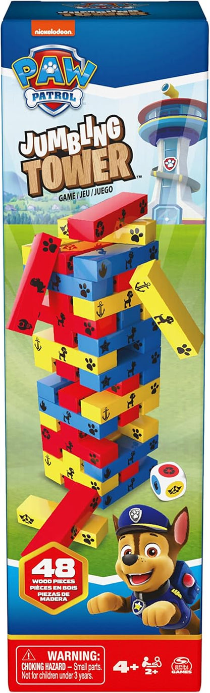 PAW Patrol Jumbling Tower by Spin Master Games, Stacking Building Toppling Colourful Wood Game for Kids PAW Patrol Toys, for Preschoolers Ages 4 and up