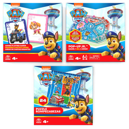 Paw Patrol - Game Bundle with Jumbo Cards - Pop-Up Game and 24 Piece Puzzle
