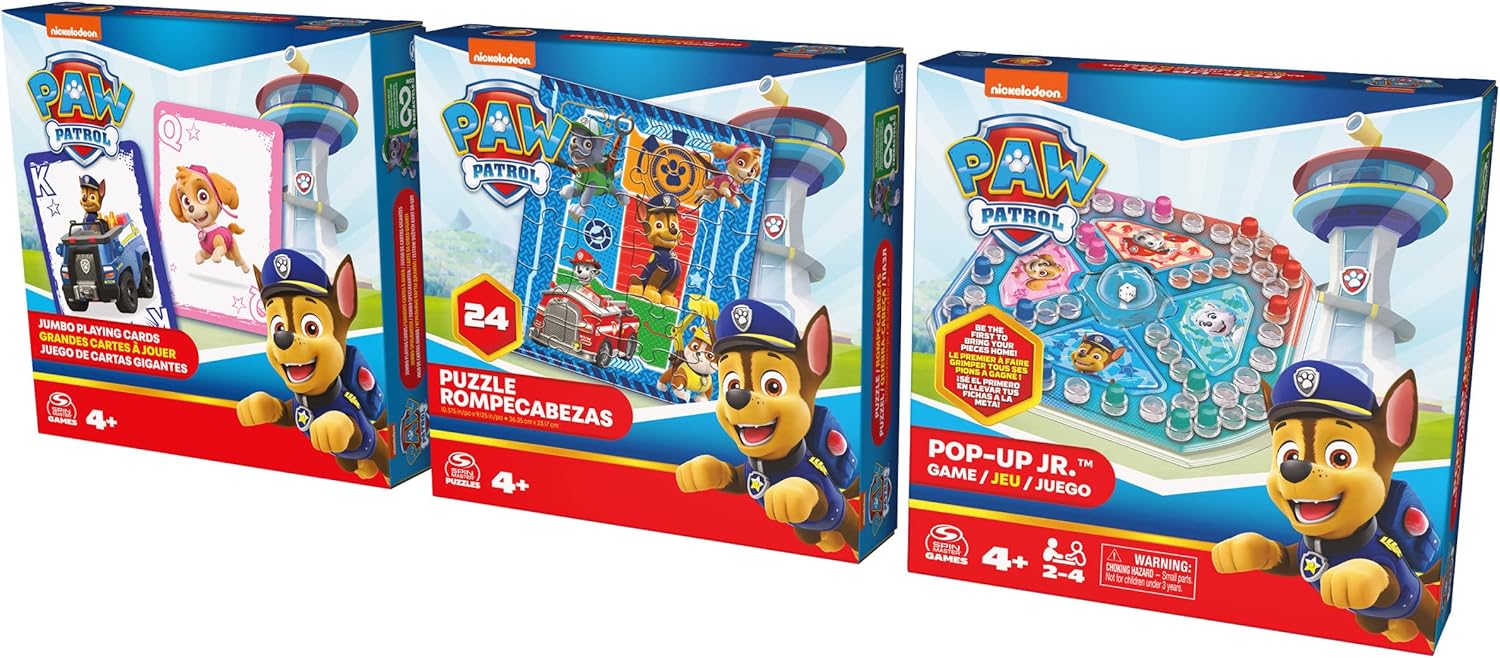 Paw Patrol - Game Bundle with Jumbo Cards - Pop-Up Game and 24 Piece Puzzle