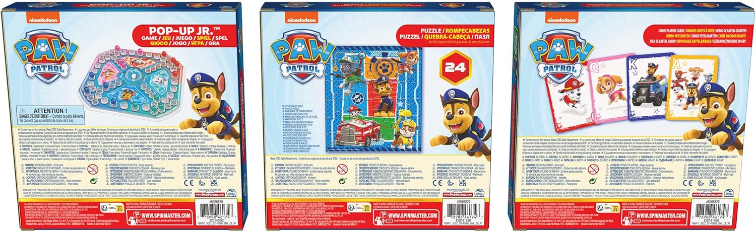 Paw Patrol - Game Bundle with Jumbo Cards - Pop-Up Game and 24 Piece Puzzle
