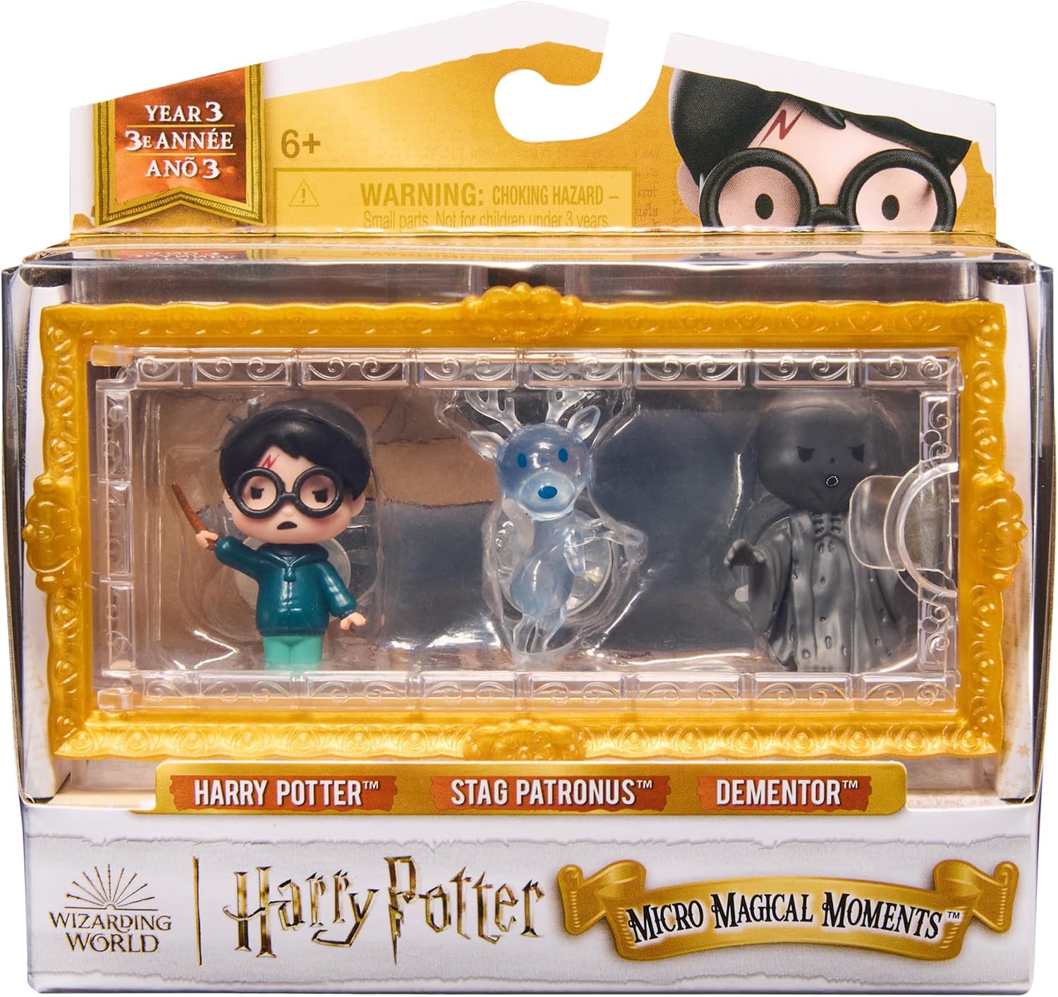 Wizarding World Harry Potter, Micro Magical Moments Year 3 Figure Set with Harry, Stag Patronus, Dementor & Display Case, Kids Toys for Ages 6 and up