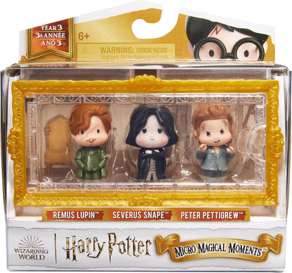 Wizarding World Harry Potter, Micro Magical Moments Year 3 Figure Set with Remus Lupin, Severus Snape & Peter Pettigrew & Display Case