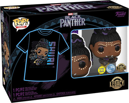 Funko Pop! & Tee: Marvel - Black Panther Shuri - Large - (L) - T-Shirt - Clothes With Collectable Vinyl Figure - Gift Idea - Toys and Short Sleeve Top for Adults Unisex Men and Women - Movies Fans