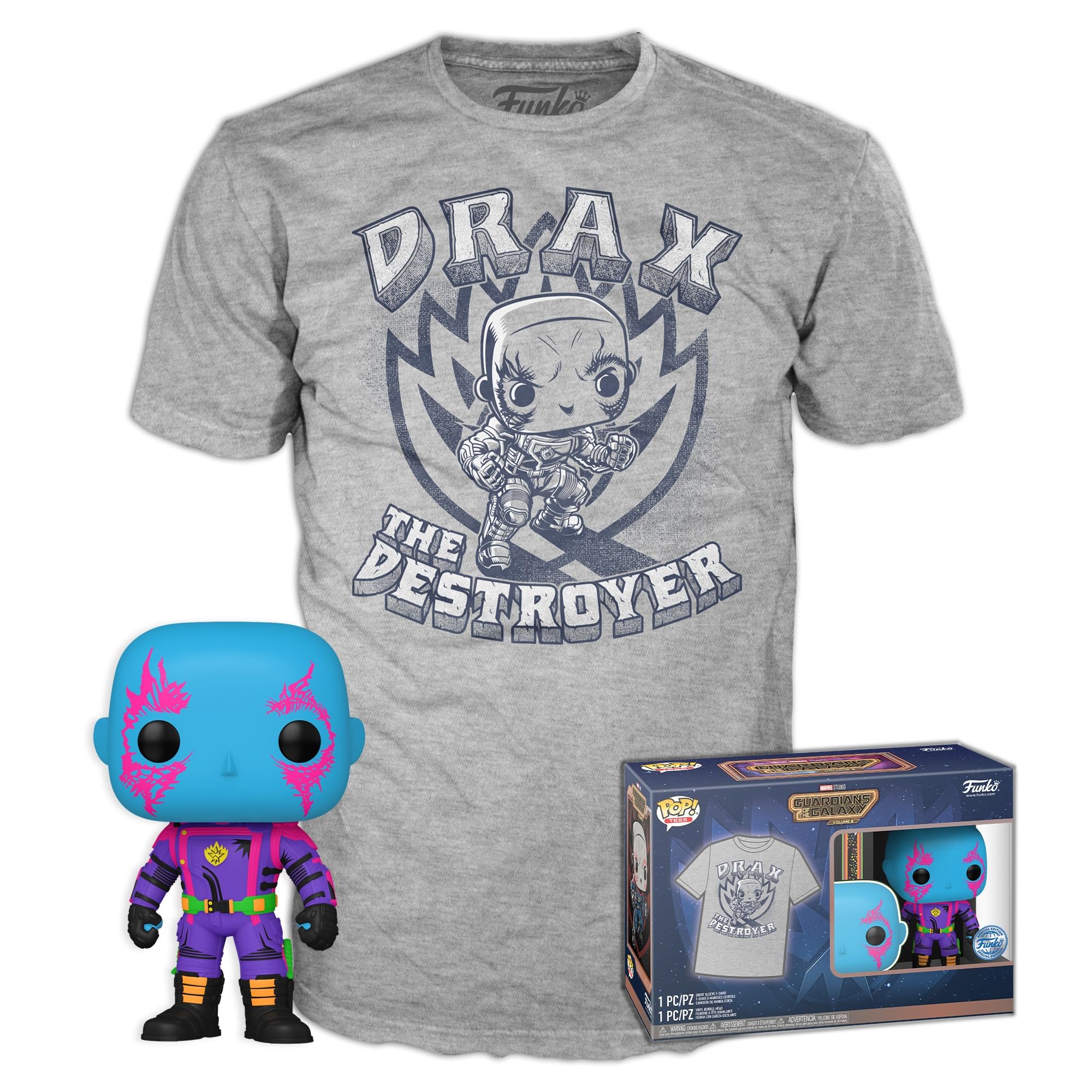 Funko Pop!&Tee: Guardians Of the Galaxy - Drax - Extra Large - (XL) - Hot Christmas - T-Shirt - Clothes With Collectable Vinyl Figure - Gift Idea - Toys and Short Sleeve Top for Adults Unisex Men