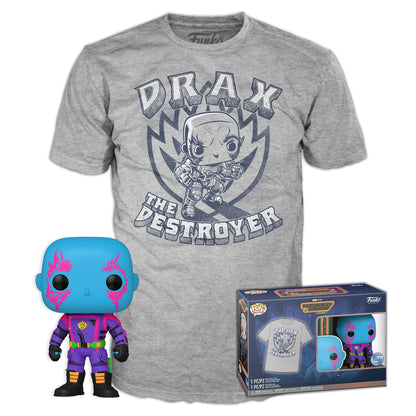 Funko Pop!&Tee: Guardians Of the Galaxy - Drax - Extra Large - (XL) - Hot Christmas - T-Shirt - Clothes With Collectable Vinyl Figure - Gift Idea - Toys and Short Sleeve Top for Adults Unisex Men