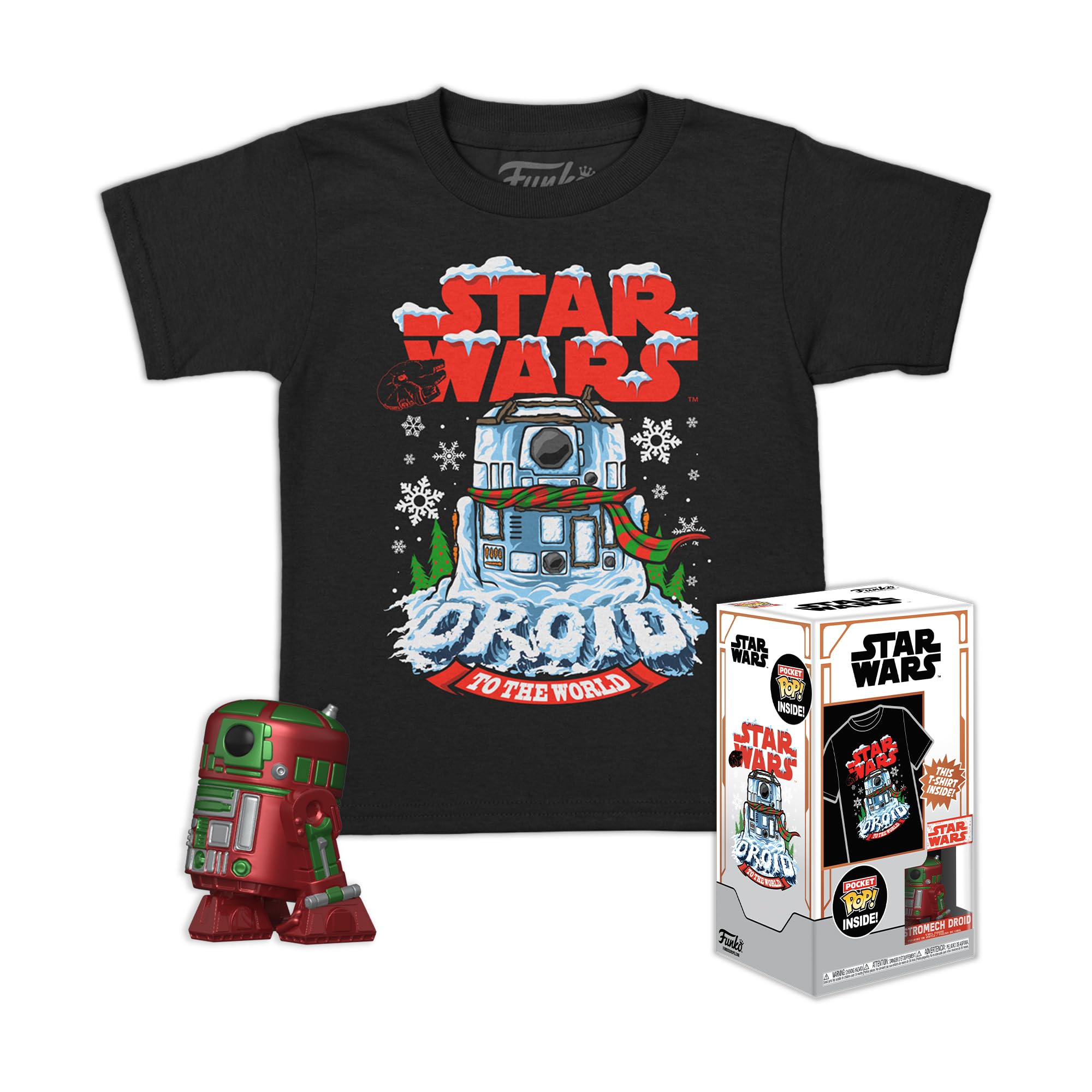 Funko Pocket POP! & Tee: Star Wars-Holiday R2D2 - Metallic - Small - (S) - T-Shirt - Clothes With Collectable Vinyl Minifigure - Gift Idea - Toys and Short Sleeve Top for Adults Unisex Men and Women