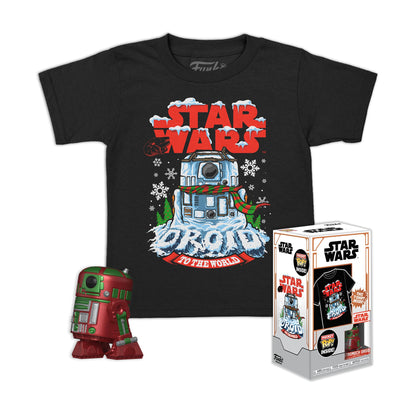 Funko Pocket POP! & Tee: Star Wars-Holiday R2D2 - Metallic - Small - (S) - T-Shirt - Clothes With Collectable Vinyl Minifigure - Gift Idea - Toys and Short Sleeve Top for Adults Unisex Men and Women