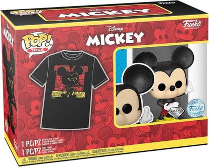 Funko Pop! & Tees (Adult): Disney - Mickey Mouse (Diamond Collection) (Special Edition) Vinyl Figure & T-Shirt (M)