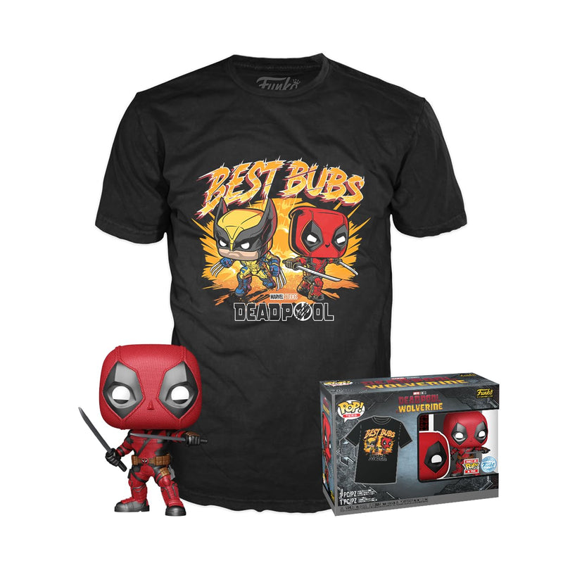 Funko Pop! & Tees (Adult): Deadpool & Wolverine - Deadpool & Wolverine Best Bubs Bobble-Head Vinyl Figure And T-Shirt (M
