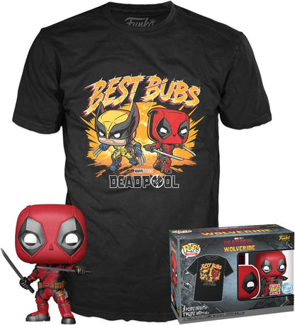 Funko Pop! & Tees (Adult): Deadpool & Wolverine - Deadpool & Wolverine Best Bubs Bobble-Head Vinyl Figure And T-Shirt (M