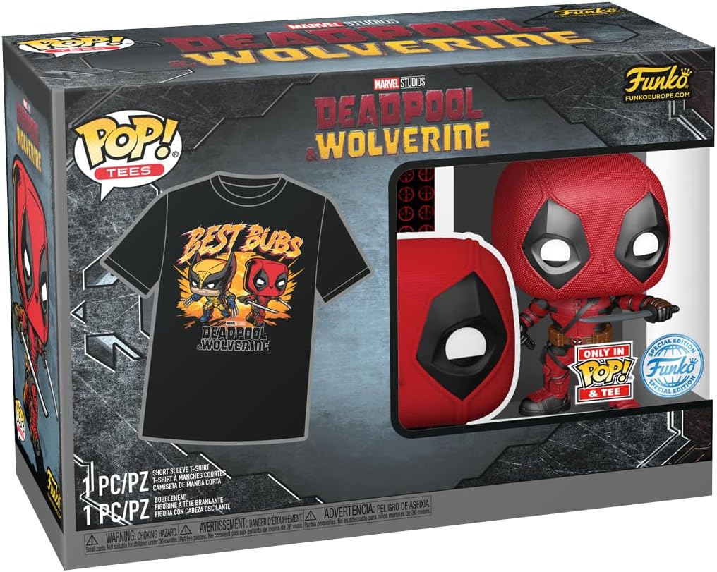 Funko Pop! & Tees (Adult): Deadpool & Wolverine - Deadpool & Wolverine Best Bubs Bobble-Head Vinyl Figure And T-Shirt (M