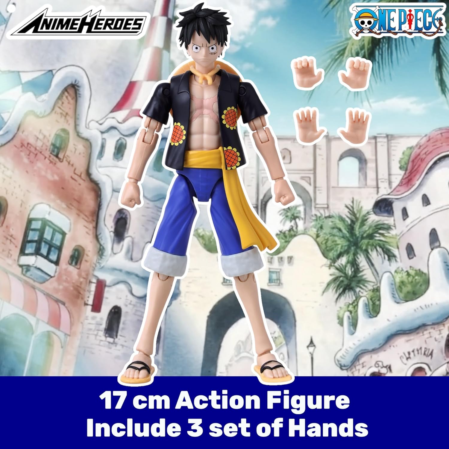 BANDAI Anime Heroes One Piece Figures Monkey D. Luffy (Dressrosa Version) Action Figure - 17cm Articulated Luffy Anime Figure With Extra Accessories One Piece Action Figures Pirate Toys Range