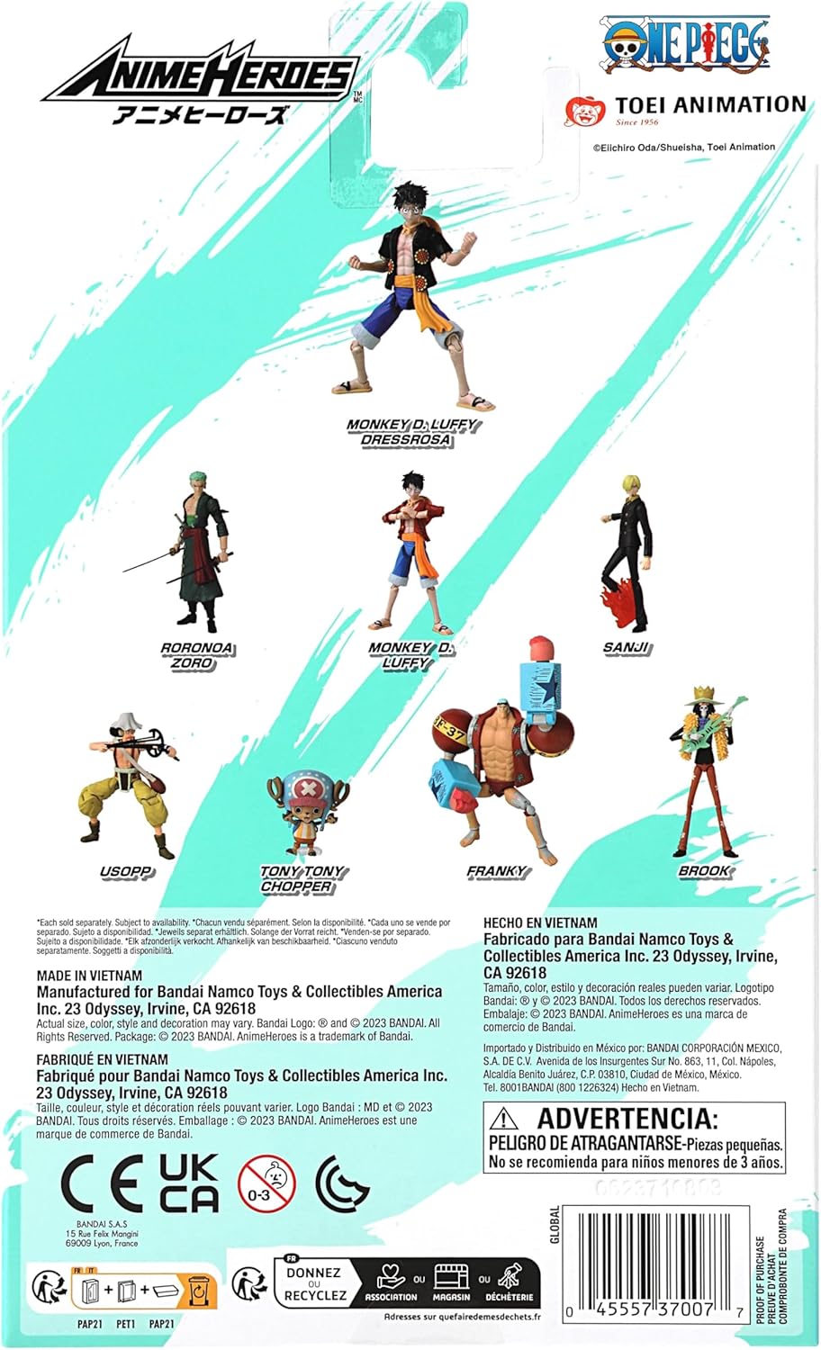 BANDAI Anime Heroes One Piece Figures Monkey D. Luffy (Dressrosa Version) Action Figure - 17cm Articulated Luffy Anime Figure With Extra Accessories One Piece Action Figures Pirate Toys Range