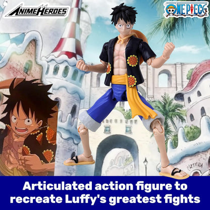BANDAI Anime Heroes One Piece Figures Monkey D. Luffy (Dressrosa Version) Action Figure - 17cm Articulated Luffy Anime Figure With Extra Accessories One Piece Action Figures Pirate Toys Range