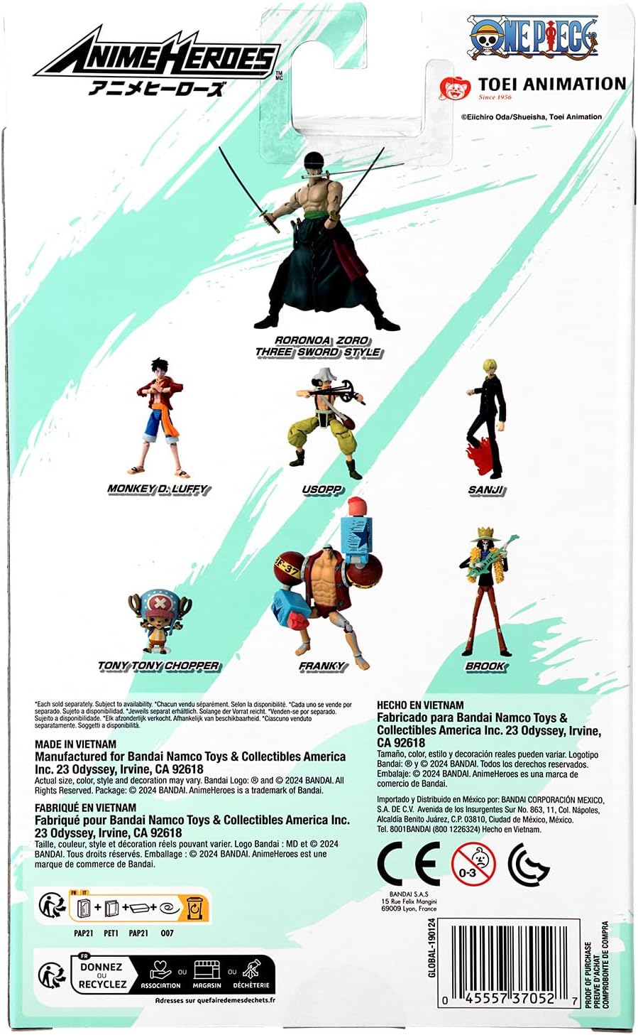 BANDAI Anime Heroes One Piece Figures Roronoa Zoro 3 Swords Style Action Figure | 17cm Articulated Zoro Anime Figure With Extra Accessories One Piece Action Figures Pirate Toys Range