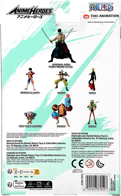 BANDAI Anime Heroes One Piece Figures Roronoa Zoro 3 Swords Style Action Figure | 17cm Articulated Zoro Anime Figure With Extra Accessories One Piece Action Figures Pirate Toys Range