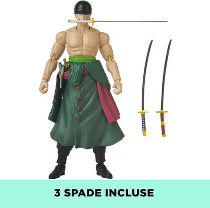 BANDAI Anime Heroes One Piece Figures Roronoa Zoro 3 Swords Style Action Figure | 17cm Articulated Zoro Anime Figure With Extra Accessories One Piece Action Figures Pirate Toys Range